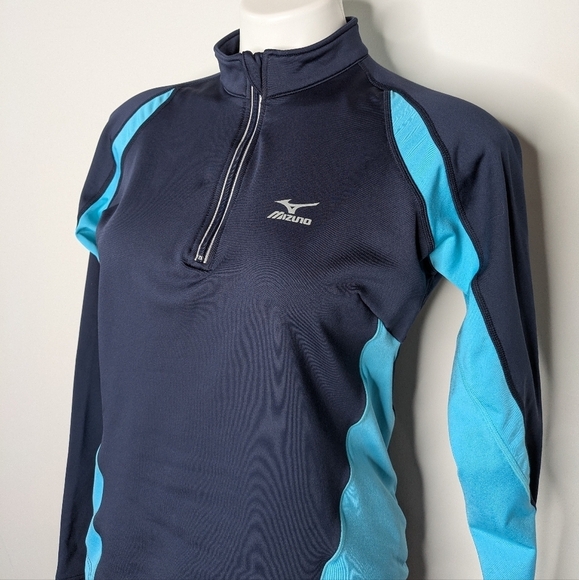 ✨3/$15 Mizuno blue 1/3 zip long sleeve pullover M - Picture 2 of 9
